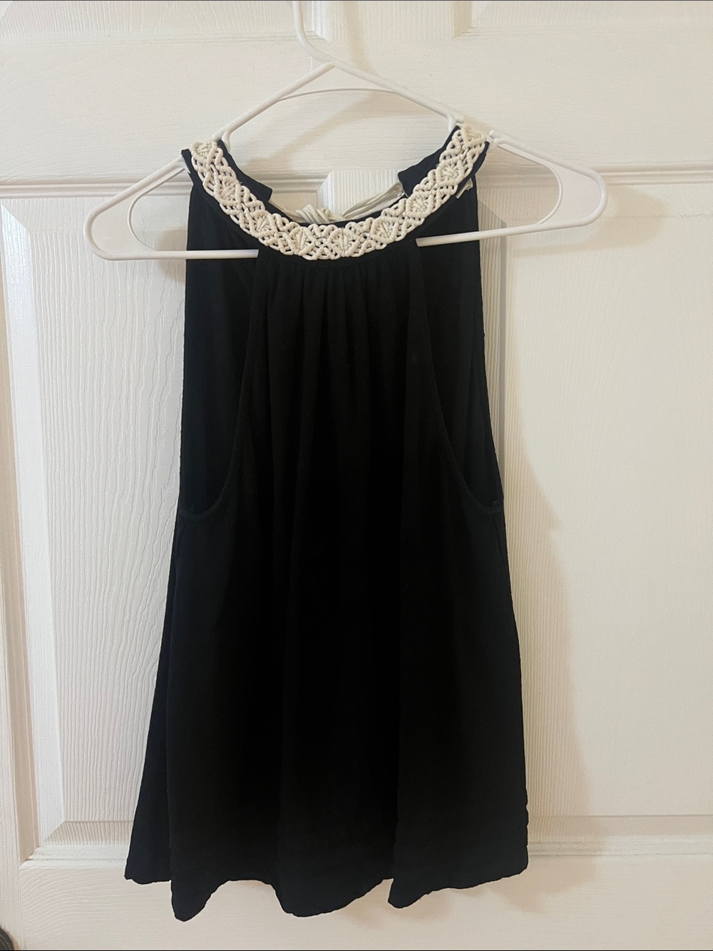 Umgee Black Tank with Cream Crochet Halter